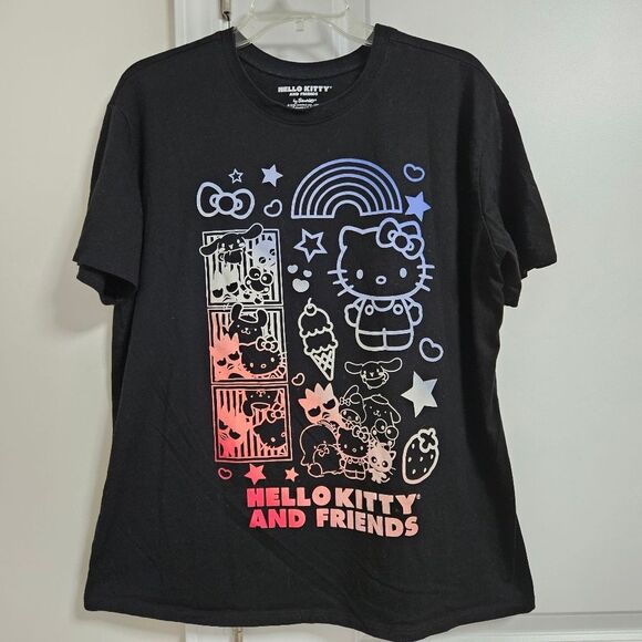 Hello Kitty Sanrio Graphic Tee Junior 19 XXL Black Crewneck Short Sleeve T-Shirt - Picture 1 of 6